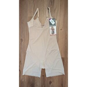NWT MiracleSuit Bodysuit Iconic Core Midthigh Shapewear Sz 2XL Nude Open Bust